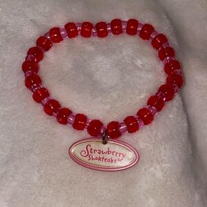 Strawberry Shortcake Y2K Kandi Rave Beaded Bracelet Pink and Red
